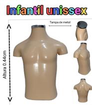 Manequim infantil unissex (Busto veste 3 a 6 anos) bege com tampa de metal.