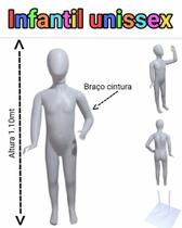Manequim infantil (Unissex veste 3 a 6 anos) branco Mão na cintura + base de ferro na cor branco