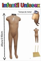 Manequim infantil (Unissex veste de 3 a 6 anos) bege com tampa prata + base de ferro bege