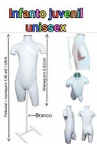Manequim juvenil (Meio corpo unissex N.14) branco com tampa + pedestal H na cor branco.