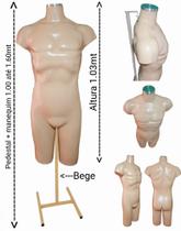 Manequim masculino adulto (Meio corpo definido N.40) bege com tampa prata + pedestal H na cor bege Manequim masculino adulto (Meio corpo definido N.40) bege com tampa prata + pedestal H na cor bege