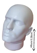 Manequim masculino (cabeça com face) + suporte na cor branco Manequim masculino (cabeça com face) + suporte na cor branco