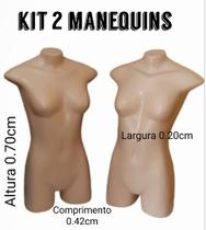 Manequins feminino (meio corpo jo) kit 2 unidades na cor bege - Ksouza manequins