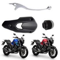Manete Freio + Protetor Escape Preto + Peso Guidão Fz25 Fazer 250