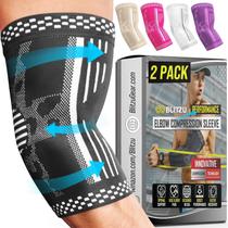 Manga de compressão de cotovelo BLITZU preta para cotovelo de tênis