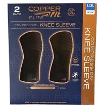 Manga de compressão de joelho, pacote com 2 unidades, Copper Fit Elite Black Manga de compressão de joelho, pacote com 2 unidades, Copper Fit Elite Black
