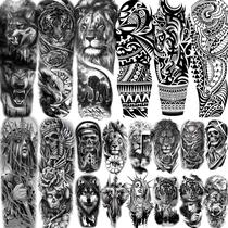 Manga de tatuagem temporária EGMBGM Black Tribal Wolf Tiger Lion Manga de tatuagem temporária EGMBGM Black Tribal Wolf Tiger Lion