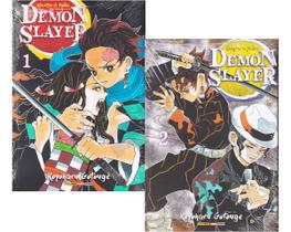 Mangá Demon Slayer Kimetsu No Yaiba 2 Volumes Com Pôster Mangá Demon Slayer Kimetsu No Yaiba 2 Volumes Com Pôster