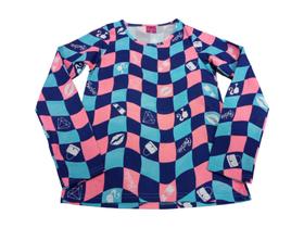 Manga Longa Barbie Quadriculada Baby Look Infantil Maj715 RCH Manga Longa Barbie Quadriculada Baby Look Infantil Maj715 RCH