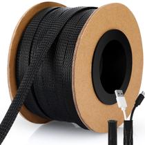 Manga trançada expansível para animais de estimação Wire Loom, 300 pés, preta Manga trançada expansível para animais de estimação Wire Loom, 300 pés, preta