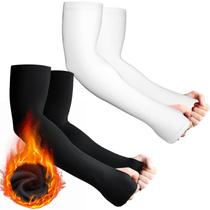 Mangas de braço Skylety Thermal Warmer Cycling Winter Black