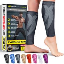 Mangas de compressão de panturrilha BLITZU Grey L-XL para homens e mulheres