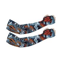 Mangas Protetoras De Braço Unissex Retrô Harajuku Com Estampa De Dragão Em Seda Gelada Elástica Para