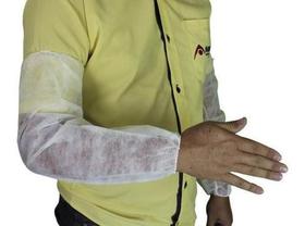 Mangote Descartável Em Tnt Branco Com 50 Unidades