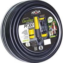 Mangueira 1/2" x 2,7 mm x 10 m, PVC com Poliéster, Preta, com Esguicho e Conector, Giardino Extra Forte PT 300, 14144, Arqua OstenVonder