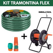 Mangueira 100M Tramontina Antitorção + Carrinho Enrolador - Kit Completo