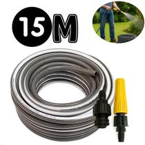 Mangueira 15m Preto Cristal Antitorção P/ Jardim quintal E Uso Doméstico Casa