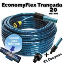 Mangueira 20 metros EconomyFlex azul ultra resistente - kit completo