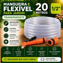 Mangueira 20 metros trançada resistente anti dobra hidropistola e engate