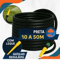 Mangueira Antitorção Resistente e Reforçada Preta para Jardim flexível flat com engate e esguicho