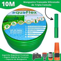 Mangueira AquaFlex 10m + Kit Engate Rápido Verde
