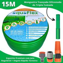 Mangueira AquaFlex 15m - PVC/Nylon - Resistente - Engate