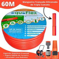 Mangueira AquaFlex Laranja 60m + Esguicho e Kit