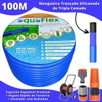Mangueira AquaFlex ul 1/2 x 2,00 mm 100m + Esguicho e Kit