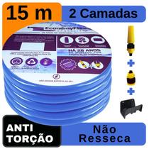 Mangueira Caseira EconomyFlex Azul 15 Metros c/ Suporte