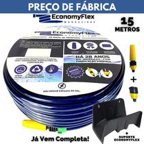 Mangueira Caseira Economyflex Azul 15 Metros Com Suporte