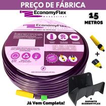 Mangueira Caseira EconomyFlex Roxa 15 Metros c/ Suporte