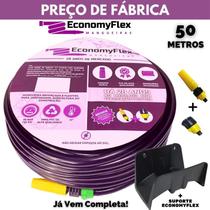 Mangueira Caseira EconomyFlex Roxa 50 Metros c/ Suporte