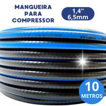 Mangueira Compressor Ar Comprimido Agua 10 Metros Preta 1/4" Borracha 6mm 300psi Pintura Borracharia Borracheiro - SUNFLEX