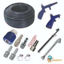 Mangueira Compressor Caminhoneiro 15 Metros Kit + Calibrador + engate plástico