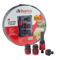 Mangueira de 1/2Pol com 15 Metros e Conjunto de Esguicho e Engate Rápido Branco Mangueira de 1/2Pol com 15 Metros e Conjunto de Esguicho e Engate Rápido Branco