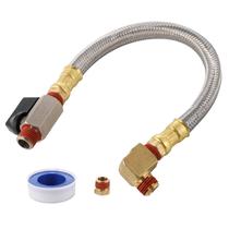 Mangueira de aço trançado de 10 cm com 1/4 NPT, adaptador de latão de 1/4 a 3/8