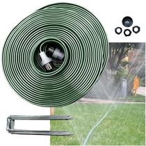 Mangueira de aspersão e mangueira de imersão Watoo 2025 para quintal - mangueira de jardim plana reforçada de 75 pés com orifícios, mangueira de irrigação de gramado resistente sem torções (inclui estacas, spray de alta pressão)