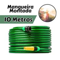 Mangueira De Jardim 10 Metros Reforçada Trançada Flexível Pronta com Esguicho + União uso Casa