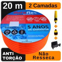 Mangueira de Jardim 20 Metro Laranja Chata + Suporte - DuraFlex