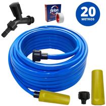 Mangueira De Jardim 20m Metros Reforçada Chata Antitorção + Torneira + Fita Veda Rosca Ledmang