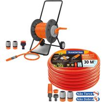 Mangueira De Jardim 30m Multi ATS + Enrolador De Mangueira Com Rodinhas Tramontina Mangueira De Jardim 30m Multi ATS + Enrolador De Mangueira Com Rodinhas Tramontina