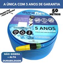 Mangueira de Jardim Antitorção Flat DuraFlex 50Mts + Suporte Azul