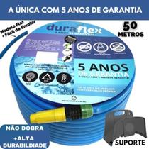 Mangueira de Jardim Enrola Fácil Modelo FlatLay DuraFlex 50Metros + Suporte