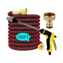 Mangueira De Jardim Expansível 25FT-100FT Com Pistola De Água De Alta Pressão Para Irrigação De