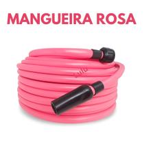 Mangueira de Jardim Rosa Super Flexível Com Esguicho e Engate Super Reforçada