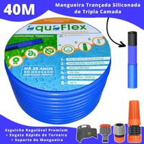 Mangueira de Jardim Trançada 40 Mt AquaFlex + Suporte Mangueira de Jardim Trançada 40 Mt AquaFlex + Suporte