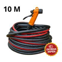 mangueira de jardim trançada bicolor vermelho e preto 10 m flat limpeza com esguicho irrigação