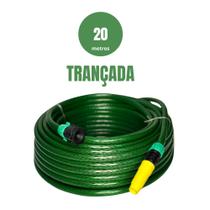 Mangueira de jardim trançada verde resistente e flexível verde jardim com esguicho