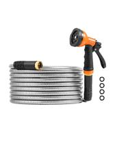 Mangueira de jardim VEVOR Metal 30m em aço inoxidável com bico de 10 funções Mangueira de jardim VEVOR Metal 30m em aço inoxidável com bico de 10 funções