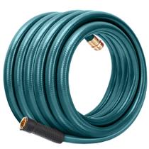Mangueira de jardim Worth Long Lead-in Green 5/8 polegadas x 50 pés. - Sem dobras, sem vazamentos, acessórios masculinos/femininos - Tubo de água leve e flexível e resistente - Extremidades de latão e alumínio para uso doméstico e no quintal